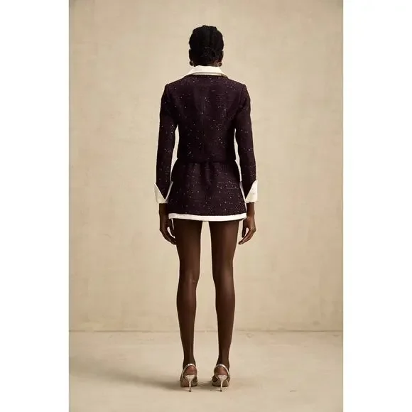 Miss Rosier Brigitte Purple Tweed Jacket & Mini Skirt Set NWT M Fits Small - Picture 2 of 14